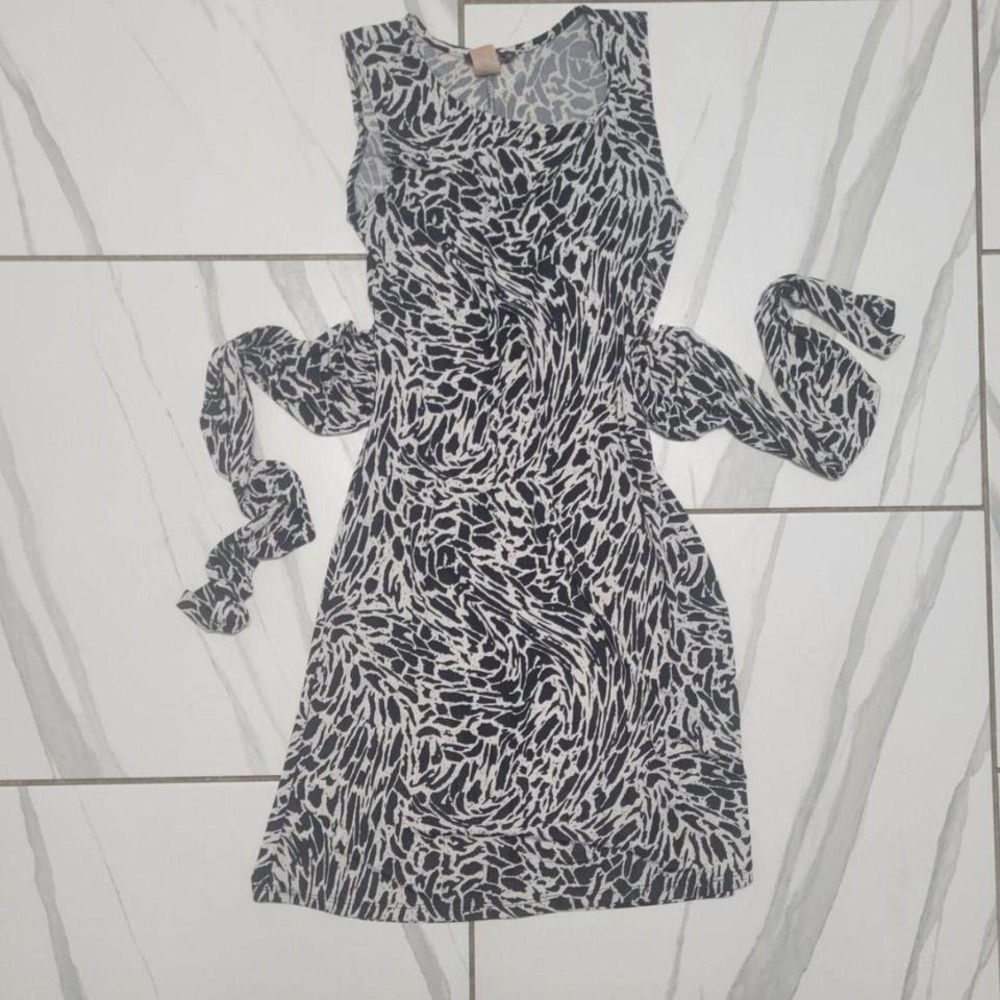 Vintage y2k Animal Print Artsy Professional Officewear midid dress
